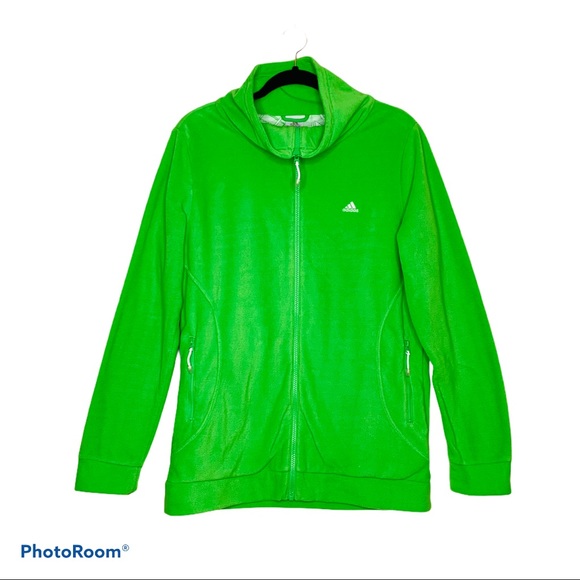 adidas Jackets & Coats Adidas Lime Green Fleece Zip Up Jacket